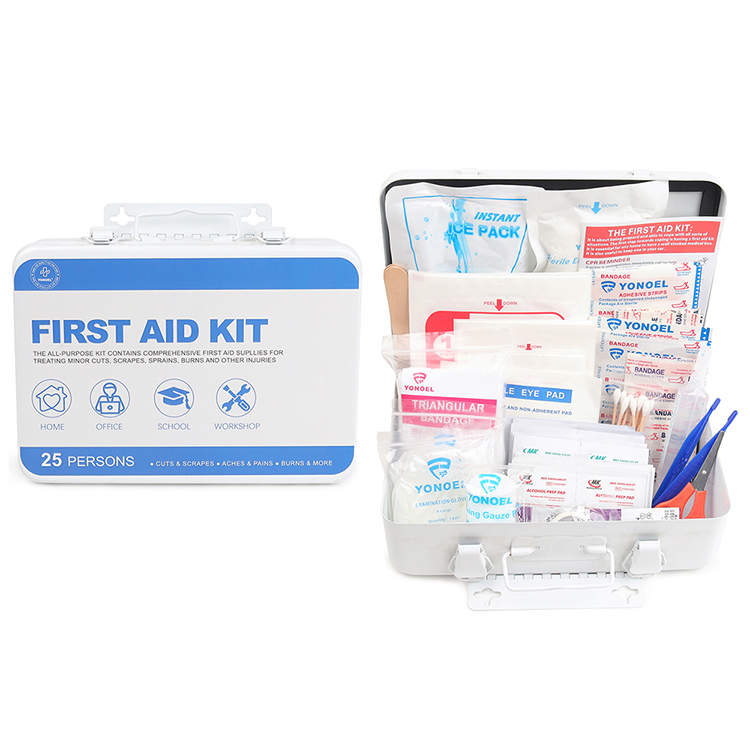 25 Persons Metal Medical First Aid Box Waterproof & Portable First Aid Kit with Medical Supplies