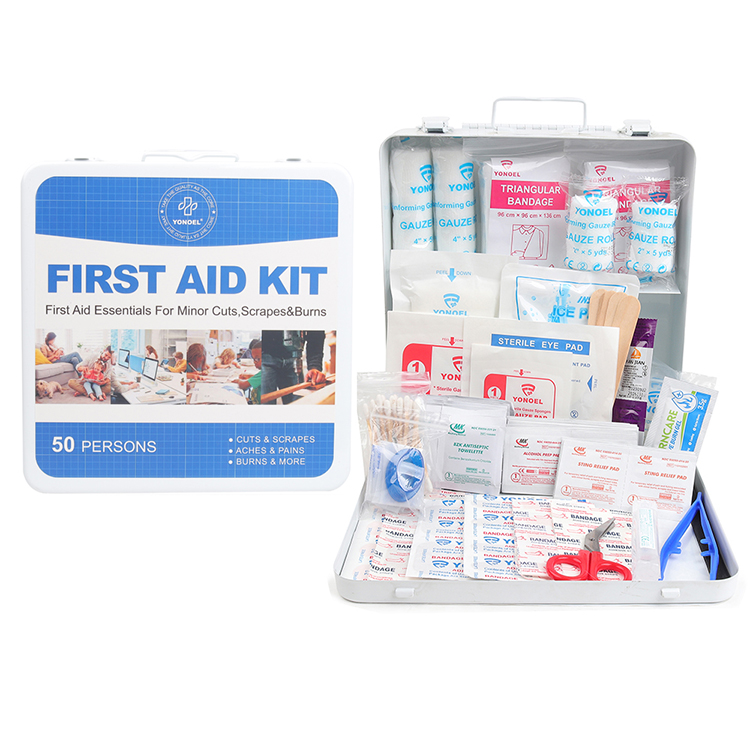 50 Persons Metal Medical First Aid Box Waterproof & Portable First Aid Kit with First Aid Supplies